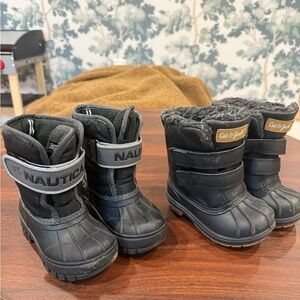 Nautica and Cat & Jack Kids' Black Winter Boots, toddler 5 & 6